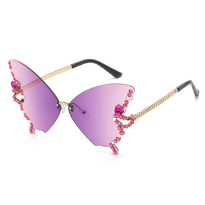 Nouvelle arrivé<span class=keywords><strong>e</strong></span> mode surdimensionné sans cadre diamant papillon lunettes de soleil design de luxe femmes ombre lunettes de soleil <span class=keywords><strong>2023</strong></span> - Product Image 3