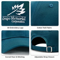 Gorra de Béisbol Personalizada OEM de 6 Paneles, de Sarga de Algodón, con Bordado 3D de Hoja Blanca, Visera Curva Ajustable, Unisex, para Adultos, Gorra Corporativa