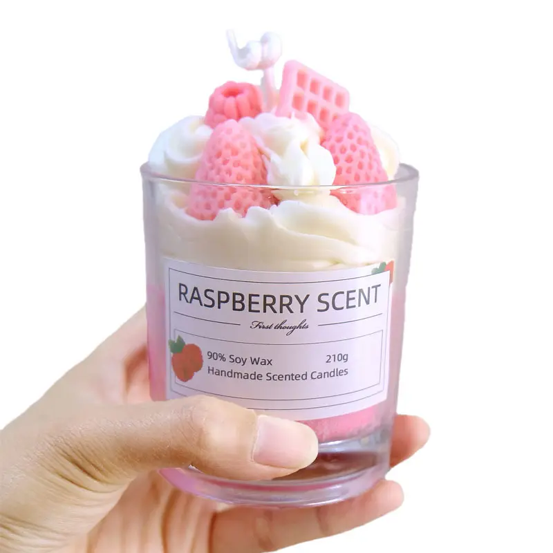 Cera de soja Raspberry Strawshortcake Vela Velas de helado Velas perfumadas personalizadas