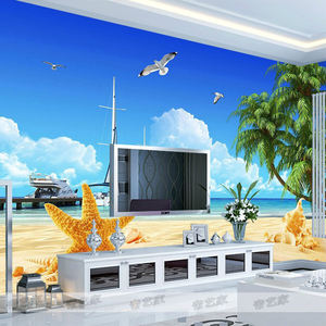 3d 5d Sea View Beach TV fond d'écran mural <span class=keywords><strong>papier</strong></span> <span class=keywords><strong>peint</strong></span> salon <span class=keywords><strong>chambre</strong></span> paysage <span class=keywords><strong>papier</strong></span> <span class=keywords><strong>peint</strong></span> personnalisé - Product Image 1