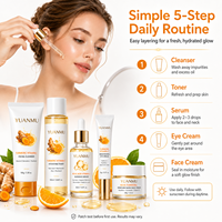 Ensemble de soins de la peau pour éliminer les taches brunes, réduire l'acné, à base de curcuma, vitamine C et acide hyaluronique, 5 pièces, crème, kit de soins de la peau du visage
