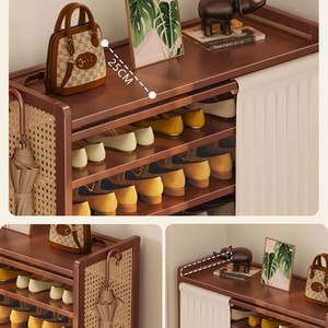 Simple bamboo shoe rack, home use, economical multi-layer dustproof shoe rack, space-saving storage <b>shelf</b>. - Product Image 4