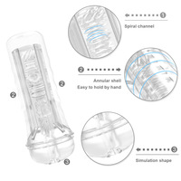 Amazon Cross-border Masturbateur masculin transparent à double tête, à commande manuelle, avec mouvement de va-et-vient, type 'Airplane Cup' et 'Flashlight', à orifice de type 'Yin'
