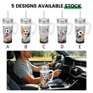 Vaso Térmico de Acero Inoxidable 304 con Asa y Popote, Aislamiento al Vacío, Frío/Calor, 12 Horas, Regalo de Recuerdo para Aficionados al Fútbol - Product Image 5