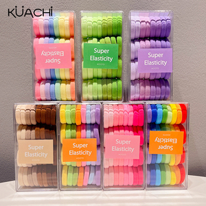 KUACHI, оптовая продажа, эластичные детские галстуки для волос, резинка на заказ, прочные цветные эластичные Галстуки для волос - Product Image 1