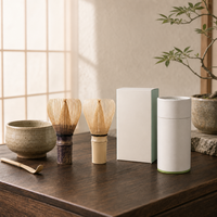 Service d'échantillonnage de fouets à matcha en bambou avec capuchon, emballage en tube de boîte en papier imprimé sur mesure, alternative naturelle et flexible