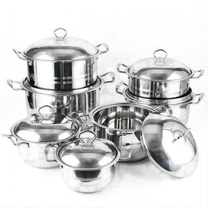 ชุดเครื่องครัวสแตนเลส 6/10/12/<span class=keywords><strong>14</strong></span> ชิ้น ไม่มีสารเคลือบผิว ไม่ติดกระทะ ชุดหม้อซุปพร้อมฝาปิด สำหรับใช้ในครัวเรือน ฐานแบบคอมโพสิต - Product Image 4