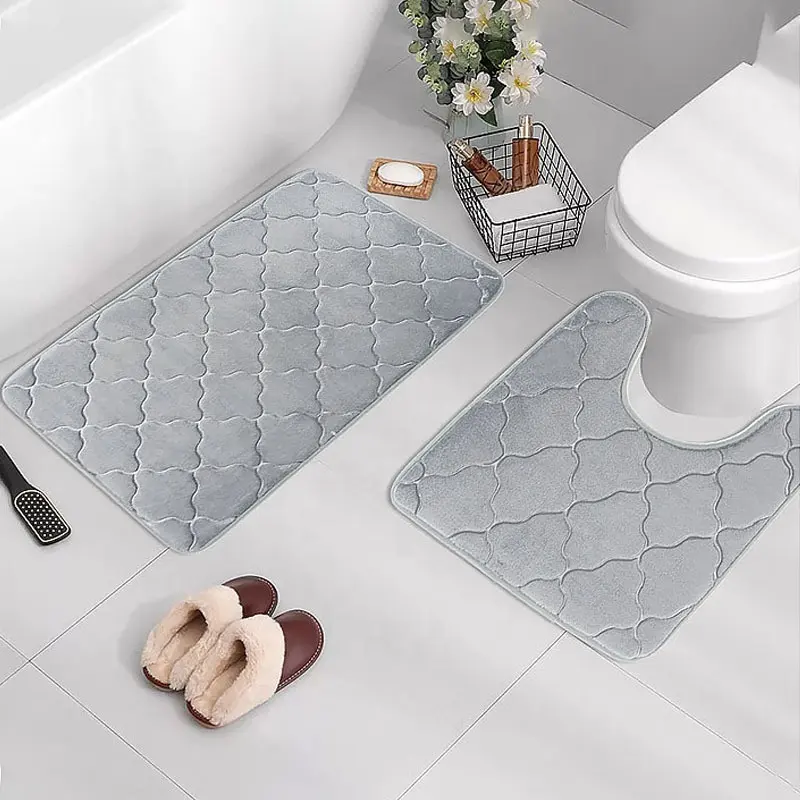 Phòng tắm hiện đại đặt nhà vệ sinh thảm 2-mảnh Polyester Thảm WPC WC sàn phòng tắm Mat thấm không trượt Tắm Mat