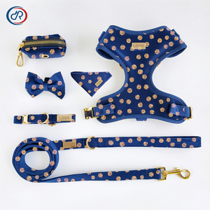 OKKPETS-Arnés personalizado de terciopelo de lujo para perros, conjunto de arnés personalizado de felpa suave con estampado de lámina metálica y plomo para perros - Product Image 3