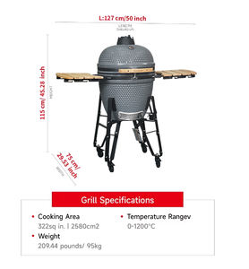 SEB <span class=keywords><strong>KAMADO</strong></span> Barbecue au Bois Vert de Grande Taille Style <span class=keywords><strong>Joe</strong></span> Forme d'Œuf <span class=keywords><strong>Kamado</strong></span> Grill 24 Pouces <span class=keywords><strong>Accessoires</strong></span> - Product Image 2