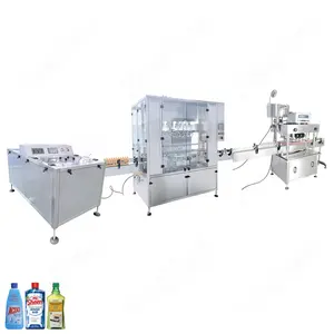 HYLP-100+HYPF-1000S+HYXG-6X Automatic Dishwasher Detergent Bottles Servo Motor Driving Piston Filling Capping Machine