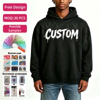 Sudadera con capucha de corte holgado de 480 g/m² para hombre, 100% algodón, felpa francesa, cremallera completa, estampado gráfico desgastado por el sol, estilo urbano de alto gramaje.