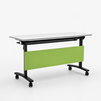 Table de formation pliable en bois avec roulettes verrouillables, plateau rabattable, gain de place, pour bureaux, salles de classe et salles de formation