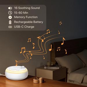 Sound Machine White Noise Baby Sleep Aid With Night Light And Timer Portable Rechargeable <b>Battery</b> <b>Operated</b> - Product Image 3