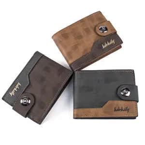 Portefeuille en cuir d'origine avec logo personnalisé de haute qualité pour homme portefeuille court créatif en cuir PU pour hommes porte-monnaie à bouton d'affaires