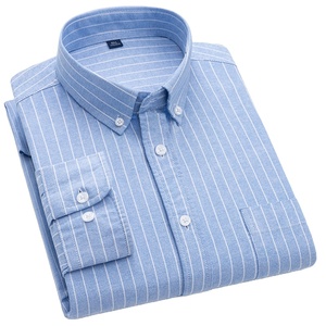 HS-221 2024 nuova camicia primavera Oxford a maniche lunghe da <span class=keywords><strong>uomo</strong></span> ampia camicia coreana alla moda bella e Casual a quadri tinta unita - Product Image 3