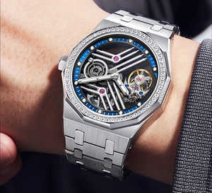 Drop Shipping for Unisex Luxury Mechanical Tourbillon <b>Watch</b> Stainless Steel <b>Skeleton</b> 42mm Analog ETA Movement 22mm Pointer - Product Image 6