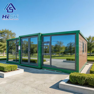 บ้านสำนักงานสำเร็จรูปทรงสี่เหลี่ยมผืนผ้า HESHi โมเดิร์นคอนเทนเนอร์เฮาส์ ดีไซน์โครงสร้างไม้สีเขียว - Product Image 1