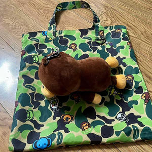 Sac de courses pliable en peluche courte, motif de dessin animé mignon de chiot panda, jouet en peluche personnalisé de singe, sac à main - Product Image 6