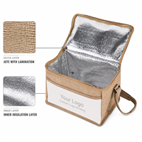 Sac isotherme en jute naturel avec couvercle à fermeture hermétique en aluminium pour le transport de repas chauds ou froids