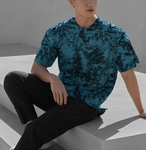 Venta al por mayor de buena calidad Hombres 100% poliéster Sublimación Impreso Hombro caído elegante Cuello redondo Camiseta de manga corta - Product Image 3