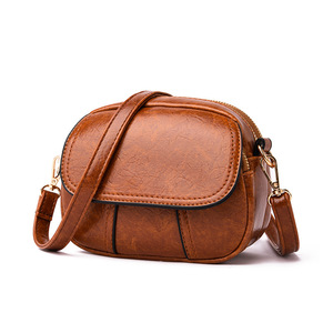 Bolsos New Fashion Student Mobile Phone Single Shoulder Bag Simple Ladies <b>Small</b> Round Bag Pu Pure Color Zipper Crossbody Bag - Product Image 1