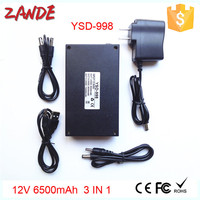 YSD-998 Rechargeable Batterie DC 12V Rechargeable Superbe Li-ion Batterie 5V 9V 12v 6500mah pour Caméra DE VIDÉOSURVEILLANCE routeur lan