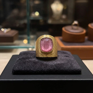 Nouvelle arrivée Bague en plaqué or avec tourmaline rose et pierre hydro pour homme et femme - Product Image 2
