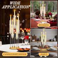 Porte-bougie transparent en cristal avec abat-jour en acrylique, bougeoir pour bougie pilier ou bougie conique pour mariage ou dîner