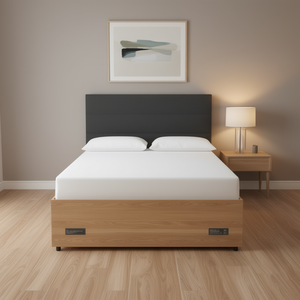 Up-Holstered Bed <b>Frame</b> Dark <b>Grey</b> Polyester Plywood Minimalist Soft Bed Design - Product Image 2