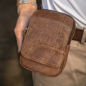 Genuine Leather Waist <b>Bag</b> Men's Fanny Pack Matte Brown Durable Storage <b>Bag</b> For Everyday Use Summer 2024 - Product Image 2