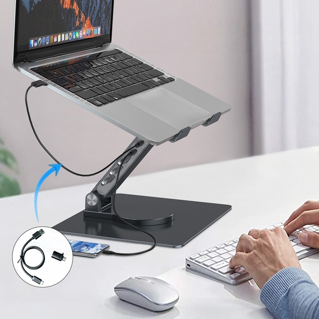 Adjustable Foldable Aluminum Portable Laptop Stand, Ergonomic Heat Dissipation Notebook Riser for MacBook 10-17