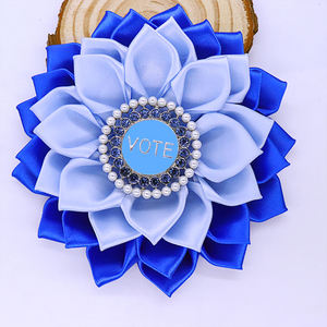 Sorority Zeta Phi Beta Chapter Zeta Amicae Accent Royal And Light Blue Flower Voting Pin Charming ZA Ramillete VOTE Broche - Product Image 3