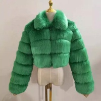 Manteau en fourrure imitation renard, fabrication américaine, court, à revers, manches longues, vêtements pour femmes, en stock, vente en gros