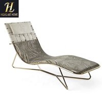 Mode simple nouveau design imprimé léopard chaise de loisirs luxe Villa hôtel cuir rembourré lit chaise