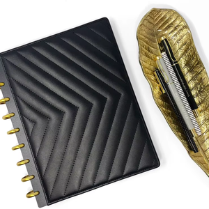 2026 Custom Pu Leather <b>Notebook</b> Luxe Quilted Planner Cover <b>Set</b>- SLEEK BLACK - Product Image 2