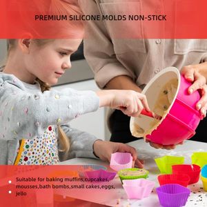 Moules en silicone réutilisables multicolores en forme de fleur pour cupcakes et muffins Outils de pâtisserie pour la pâtisserie et la décoration - Product Image 5