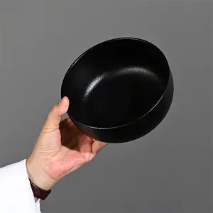 black color flat bowl cereal rice ceramic porcelain china bowl for restaurant home hotel