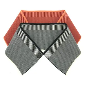 Two-color Striped Jacquard Knit Plain Flat Polo Collars