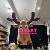 Renard en peluche grandeur nature de 2,5 mètres pour la décoration de Noël, peluche de cerf pour les fêtes d'enfants, jouets en peluche de cerf gonflables