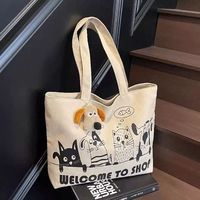 Nouveau sac fourre-tout en toile à motif de dessin animé, grande capacité, sac à bandoulière polyvalent décontracté pour étudiante, école, travail, shopping quotidien