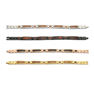 Braccialetto personalizzato in acciaio e legno placcato oro rosa in acciaio e legno di lusso per ragazze di moda <span class=keywords><strong>set</strong></span> regalo di nozze per le donne - Product Image 6