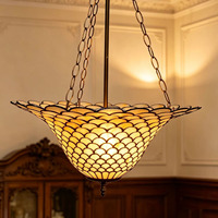 Lampe suspendue artisanale en verre teinté de 20 pouces, grand design en écailles de poisson, style européen et américain, lustre pour villa, maison, bar