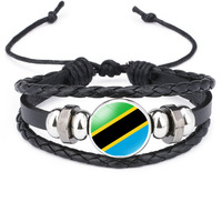 Bracelet en fil ciré tressé avec drapeau national du Libéria, cordon réglable, souvenir culturel patriotique, cadeau