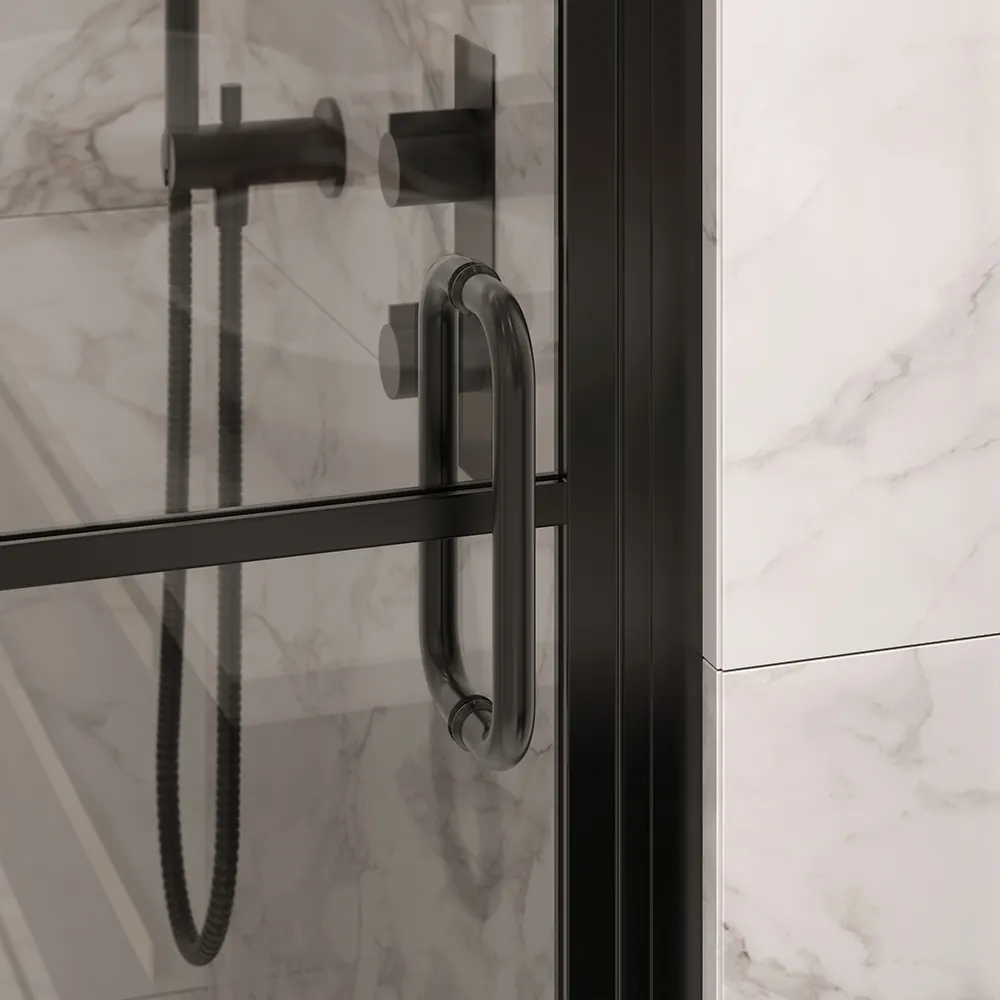 Modern tasarım çözümü siyah çerçeveli temperli cam duş bölme menteşe duş kapısı banyo duş odası kabin