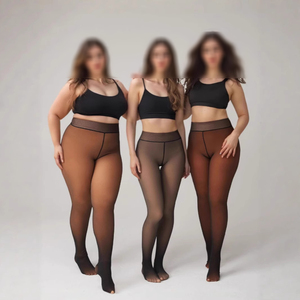 Collants thermiques opaques taille haute doublés polaire pour femme, couleur marron, pour l'hiver - Product Image 2