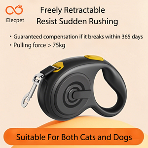 Correa automática Elecpet Black Dog Walking con candado y cinta fuerte semiecológica sin enredos de 3m5m, freno medio con una mano - Product Image 2