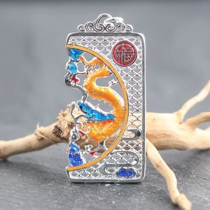 Collier en argent avec pendentif de couple Dragon et Phénix, marque Chengxiang No Affair, gravé du caractère Xiangyun Fu - Product Image 3