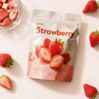 Op maat gemaakte full colour bedrukte staande ritssluitende zak van herbruikbaar plastic voor verpakking van gevriesdroogde aardbeienfruit snacks