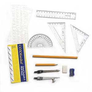 Boîte de géométrie en métal noire de qualité supérieure 13 pièces CoxMarshal pour les élèves du primaire - Product Image 5